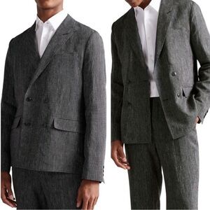 TED BAKER LONDON NWT NAVER STRIPE DOUBLE BREASTED SPORT COAT LINEN BLACK 4 5 6